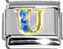 Blue rhinestone letter - U - Click Image to Close